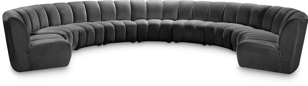 Meridian Furniture - Infinity Grey Velvet 9pc. Modular Sectional - 638Grey-9PC veiw 1
