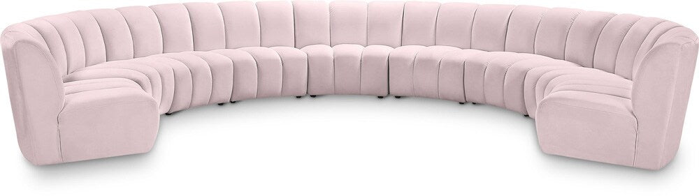 Meridian Furniture - Infinity Pink Velvet 9pc. Modular Sectional - 638Pink-9PC veiw 1