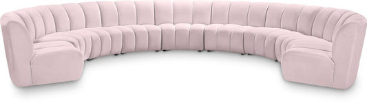 Meridian Furniture - Infinity Pink Velvet 9pc. Modular Sectional - 638Pink-9PC veiw 1