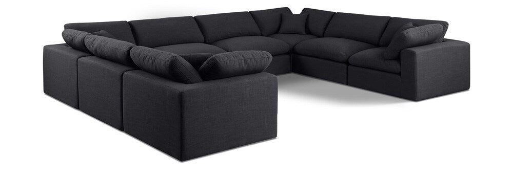 Meridian Furniture - Comfy Black Linen Textured Fabric Modular Sectional - 8Pc - 187Black-Sec8A veiw 1