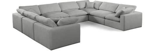 Meridian Furniture - Comfy Grey Linen Textured Fabric Modular Sectional - 8Pc - 187Grey-Sec8A veiw 1