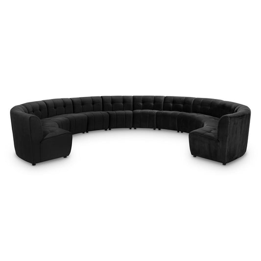 Meridian Furniture - Limitless Black Velvet 12pc. Modular Sectional - 645Black-12PC veiw 1