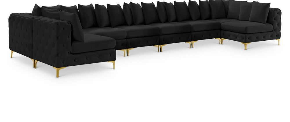 Meridian Furniture - Tremblay Black Velvet Modular Sectional - 686Black-Sec9A veiw 1