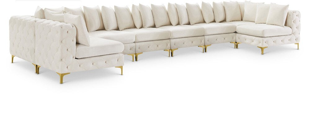 Meridian Furniture - Tremblay Cream Velvet Modular Sectional - 686Cream-Sec9A veiw 1