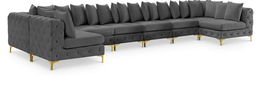 Meridian Furniture - Tremblay Grey Velvet Modular Sectional - 686Grey-Sec9A veiw 1