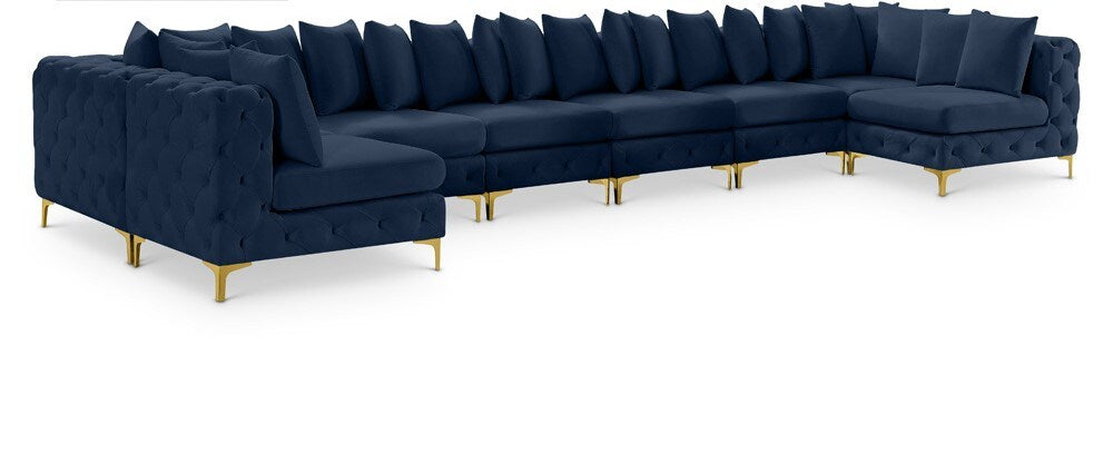 Meridian Furniture - Tremblay Navy Velvet Modular Sectional - 686Navy-Sec9A veiw 1