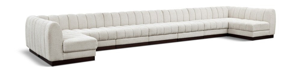 Meridian Furniture - Quinn Cream Chenille Fabric Modular Sectional - 9Pc - 124Cream-Sec9A veiw 1
