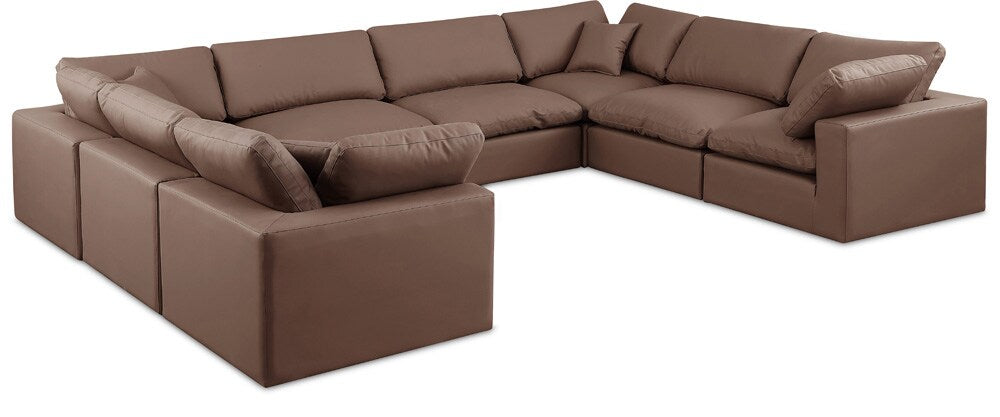 Meridian Furniture - Comfy Brown Vegan Leather Modular Sectional - 8Pc - 188Brown-Sec8A veiw 1