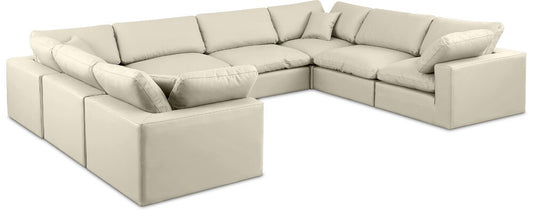 Meridian Furniture - Comfy Cream Vegan Leather Modular Sectional - 8Pc - 188Cream-Sec8A veiw 1