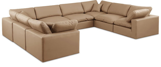 Meridian Furniture - Comfy Tan Vegan Leather Modular Sectional - 8Pc - 188Tan-Sec8A veiw 1