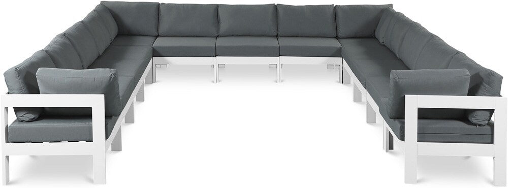 Meridian Furniture - Nizuc Grey Water Resistant Fabric Outdoor Patio Modular Sectional - 13Pc - 375Grey-Sec13A veiw 1
