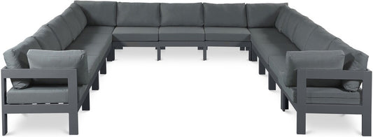 Meridian Furniture - Nizuc Grey Water Resistant Fabric Outdoor Patio Modular Sectional - 13Pc - 376Grey-Sec13A veiw 1