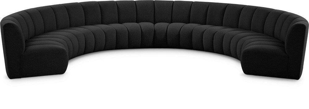 Meridian Furniture - Infinity Black Boucle Fabric 8pc. Modular Sectional - 643Black-8PC veiw 1
