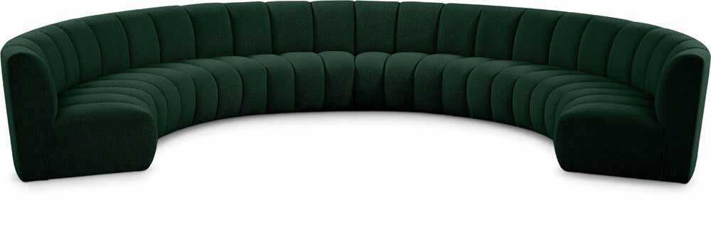 Meridian Furniture - Infinity Green Boucle Fabric 8pc. Modular Sectional - 643Green-8PC veiw 1