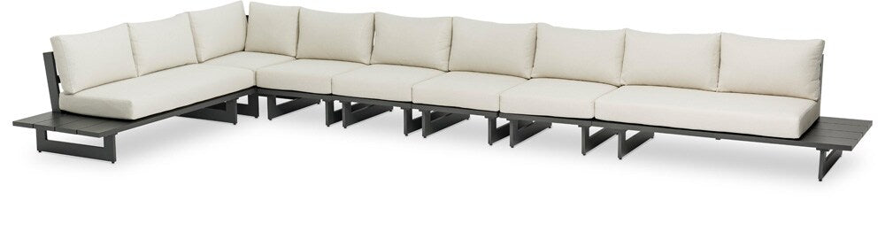 Meridian Furniture - Maldives Cream Water Resistant Fabric Outdoor Patio Modular Sectional - 7Pc - 338Cream-Sec4D veiw 1