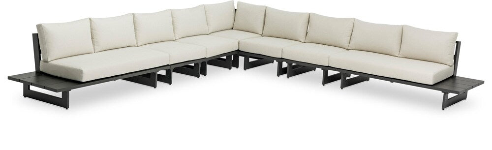 Meridian Furniture - Maldives Cream Water Resistant Fabric Outdoor Patio Modular Sectional - 7Pc - 338Cream-Sec4E veiw 1