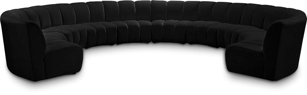 Meridian Furniture - Infinity Black Velvet 10pc. Modular Sectional - 638Black-10PC veiw 1