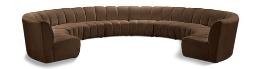 Meridian Furniture - Infinity Brown Velvet 10pc. Modular Sectional - 638Brown-10PC veiw 1