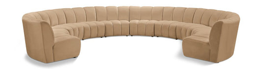 Meridian Furniture - Infinity Camel Velvet 10pc. Modular Sectional - 638Camel-10PC veiw 1