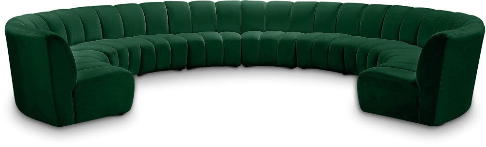 Meridian Furniture - Infinity Green Velvet 10pc. Modular Sectional - 638Green-10PC veiw 1
