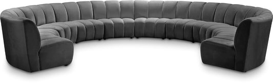Meridian Furniture - Infinity Grey Velvet 10pc. Modular Sectional - 638Grey-10PC veiw 1