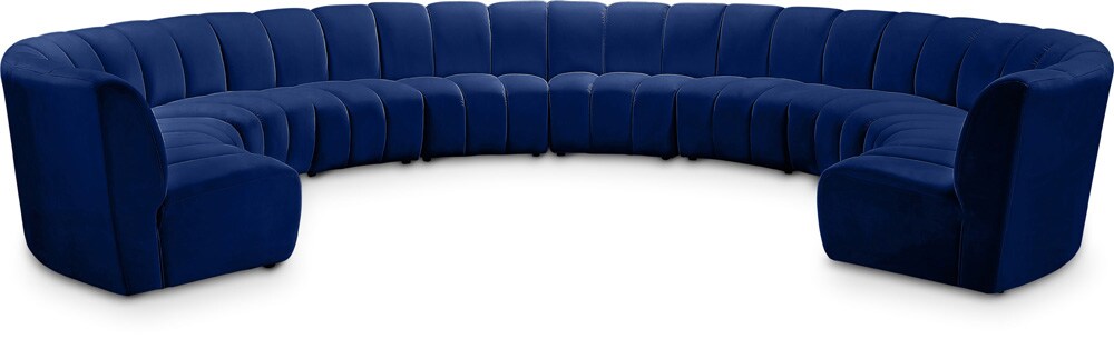 Meridian Furniture - Infinity Navy Velvet 10pc. Modular Sectional - 638Navy-10PC veiw 1