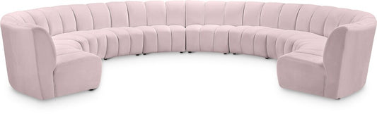 Meridian Furniture - Infinity Pink Velvet 10pc. Modular Sectional - 638Pink-10PC veiw 1