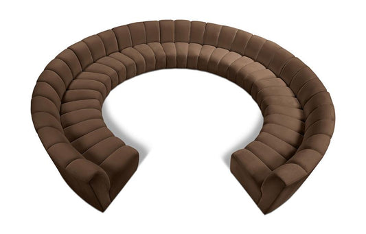 Meridian Furniture - Infinity Brown Velvet 11pc. Modular Sectional - 638Brown-11PC veiw 1