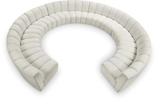 Meridian Furniture - Infinity Cream Velvet 11pc. Modular Sectional - 638Cream-11PC veiw 1