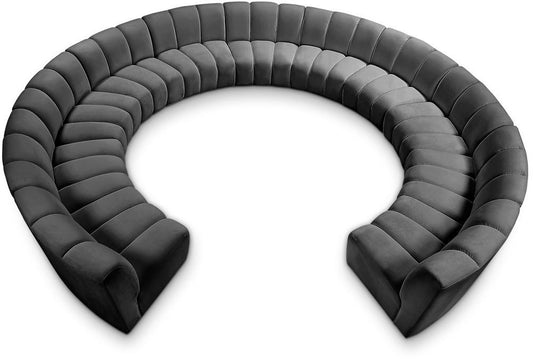 Meridian Furniture - Infinity Grey Velvet 11pc. Modular Sectional - 638Grey-11PC veiw 1