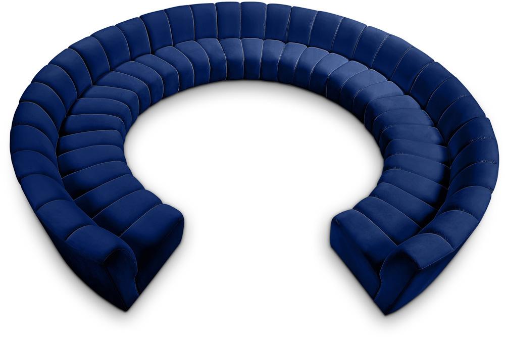 Meridian Furniture - Infinity Navy Velvet 11pc. Modular Sectional - 638Navy-11PC veiw 1