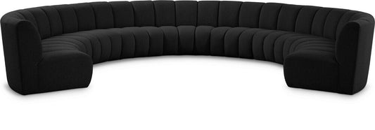 Meridian Furniture - Infinity Black Boucle Fabric 9pc. Modular Sectional - 643Black-9PC veiw 1