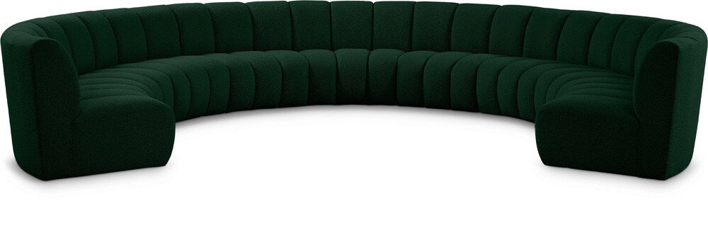 Meridian Furniture - Infinity Green Boucle Fabric 9pc. Modular Sectional - 643Green-9PC veiw 1