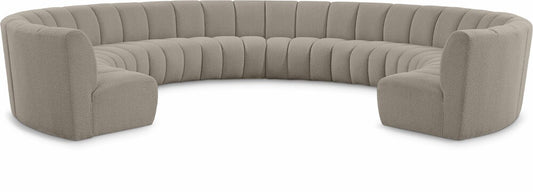 Meridian Furniture - Infinity Brown Boucle Fabric 10pc. Modular Sectional - 643Taupe-10PC veiw 1