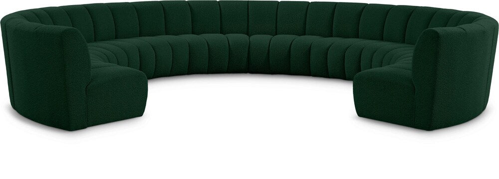 Meridian Furniture - Infinity Green Boucle Fabric 10pc. Modular Sectional - 643Green-10PC veiw 1