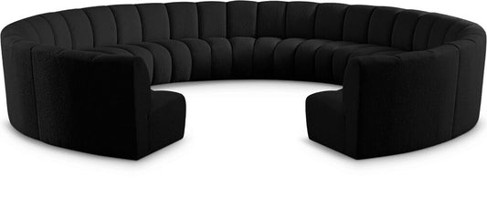 Meridian Furniture - Infinity Black Boucle Fabric 11pc. Modular Sectional - 643Black-11PC veiw 1