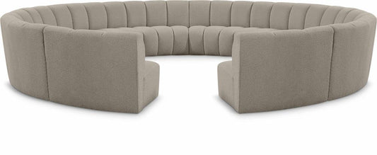 Meridian Furniture - Infinity Brown Boucle Fabric 12pc. Modular Sectional - 643Taupe-12PC veiw 1