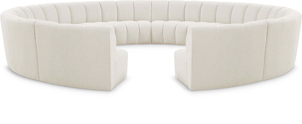 Meridian Furniture - Infinity Cream Boucle Fabric 12pc. Modular Sectional - 643Cream-12PC veiw 1