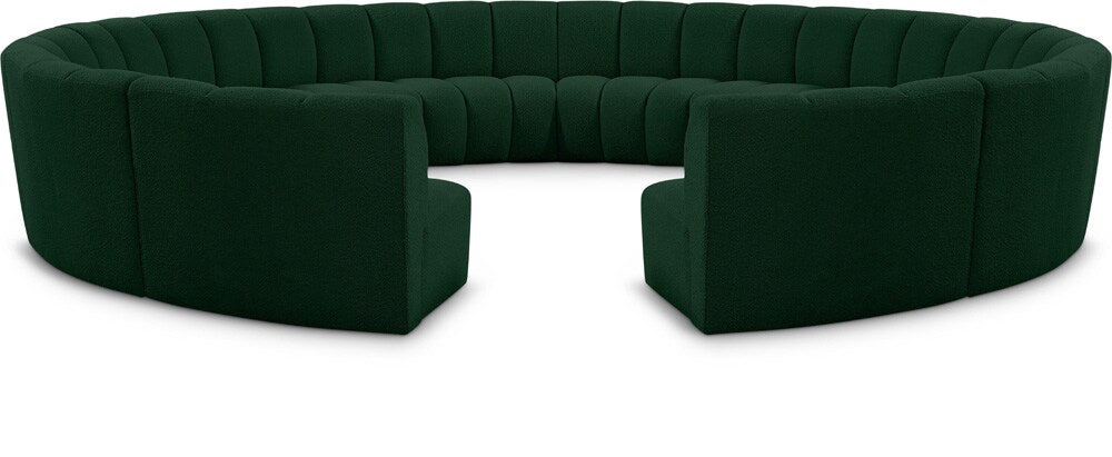 Meridian Furniture - Infinity Green Boucle Fabric 12pc. Modular Sectional - 643Green-12PC veiw 1