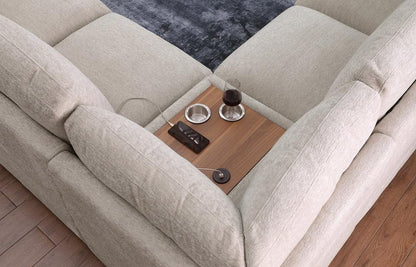 Lilola Home - Celine 141.5inW Beige Chenille Fabric Corner Sectional Sofa with Right-Facing Chaise, Cupholders, and Charging Ports-89298 veiw 6