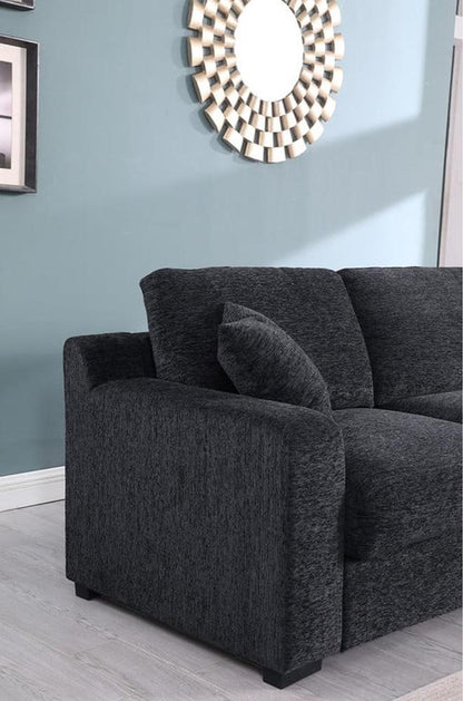 Lilola Home - Celine 141.5inW Dark Gray Chenille Fabric Corner Sectional Sofa with Right-Facing Chaise, Cupholders, and Charging Ports-89295 veiw 3