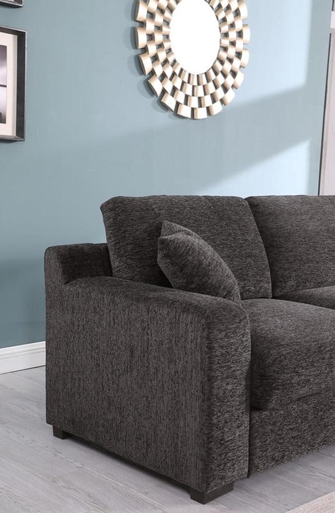 Lilola Home - Celine 141.5inW Gray Chenille Fabric Corner Sectional Sofa with Right-Facing Chaise, Cupholders, and Charging Ports-89296 veiw 4