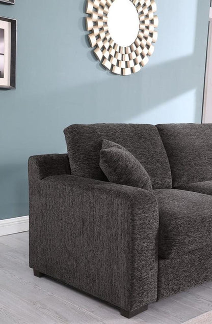 Lilola Home - Celine 141.5inW Gray Chenille Fabric Corner Sectional Sofa with Right-Facing Chaise, Cupholders, and Charging Ports-89296 veiw 4