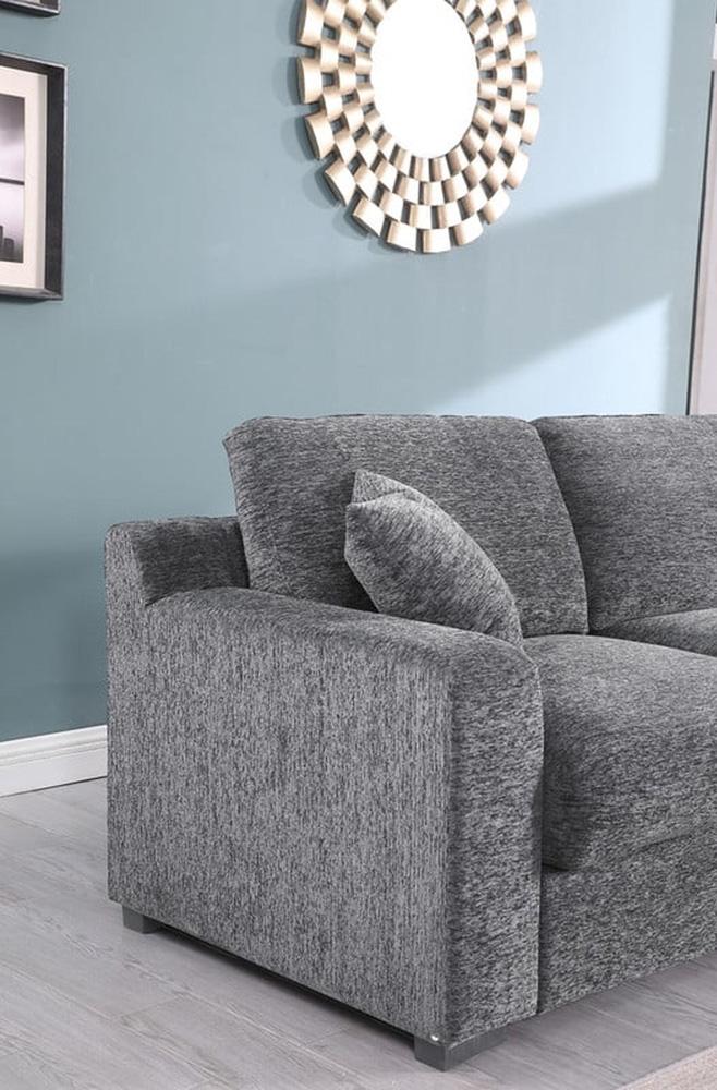 Lilola Home - Celine 141.5inW Light Gray Chenille Fabric Corner Sectional Sofa with Right-Facing Chaise, Cupholders, and Charging Ports-89297 veiw 3