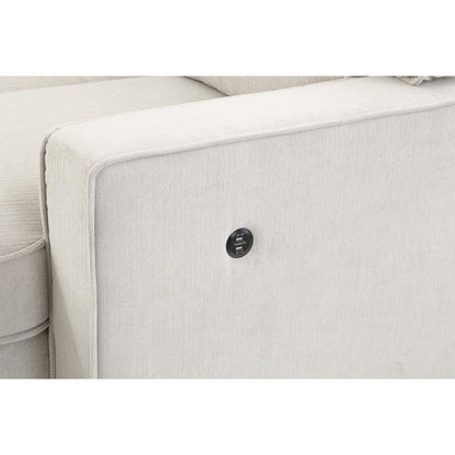 Lilola Home - Estelle 86.5inW Beige Fabric Reversible Sleeper Sectional with Storage Chaise Drop-Down Table 2 Cup Holders and 2USB Ports-81353BE veiw 4