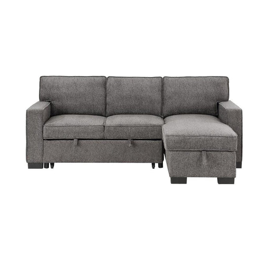 Lilola Home - Estelle 86.5inW Dark Gray Fabric Reversible Sleeper Sectional with Storage Chaise Drop-Down Table 2 Cup Holders and 2 USB Ports-81353 veiw 2