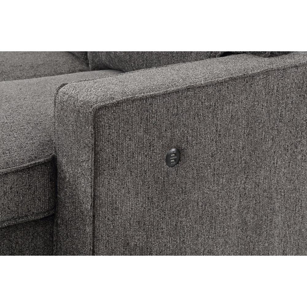 Lilola Home - Estelle 86.5inW Dark Gray Fabric Reversible Sleeper Sectional with Storage Chaise Drop-Down Table 2 Cup Holders and 2 USB Ports-81353 veiw 4