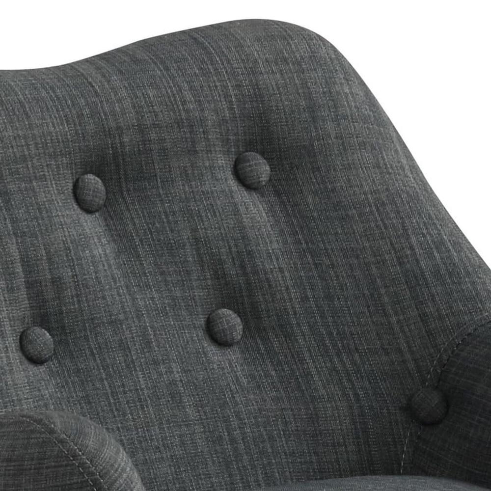 Lilola Home - Fenix 19.5inW Gray Linen Kids Chair with Button Tufted Back and Wooden Legs-88839 veiw 3