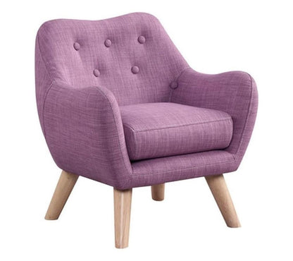 Lilola Home - Fenix 19.5inW Pink Linen Kids Chair with Button Tufted Back and Wooden Legs-88838 veiw 1