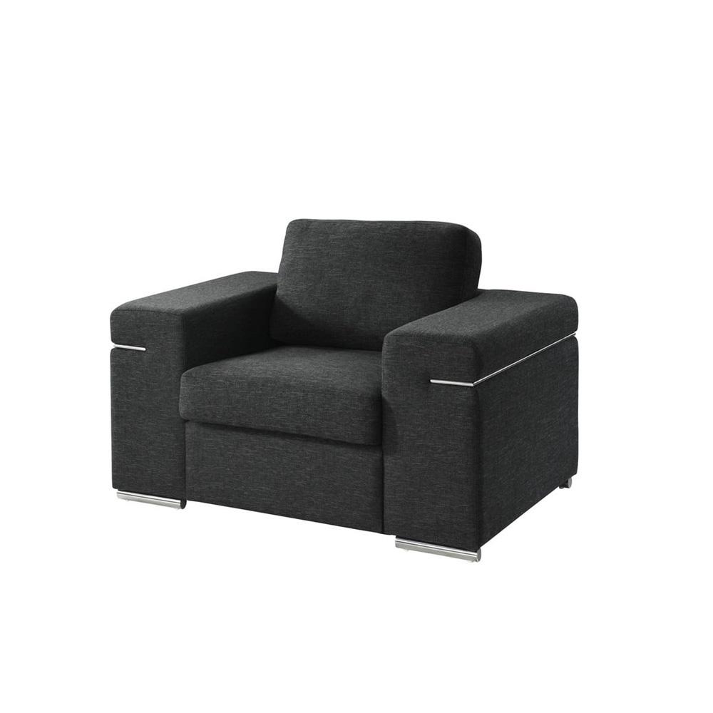 Lilola Home - Gianna Black Linen Fabric Arm Chair-89290-C veiw 1